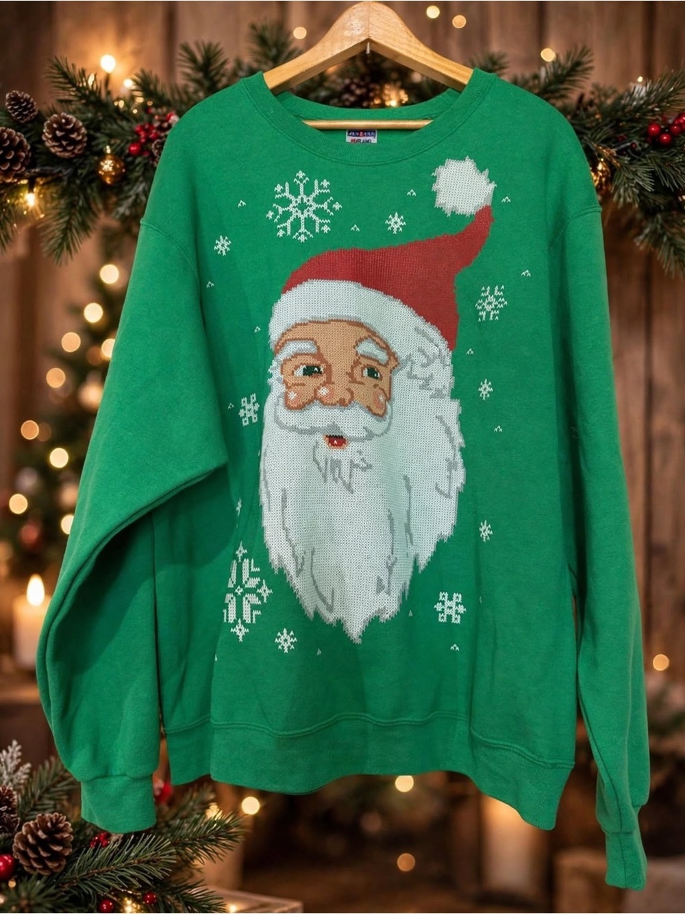 Green Santa Graphic Men’s Sweater size large